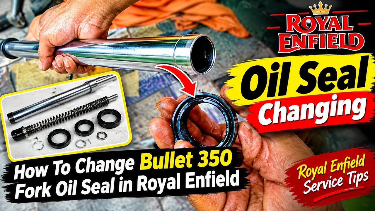 How To Change Bullet 350 Fork Oil Seal in Royal Enfield 500 Malayalam AK Rider 70