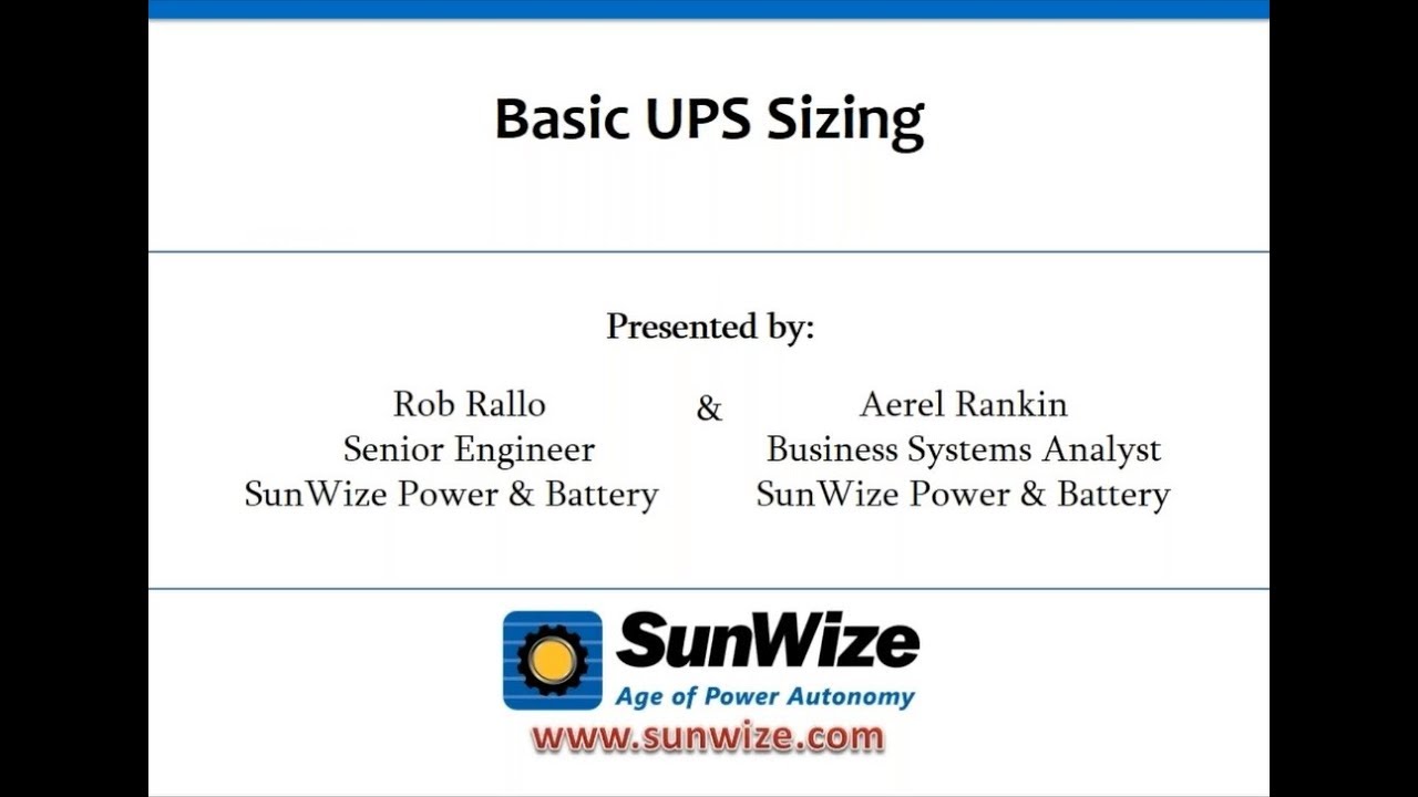 Intro to Battery Backup UPS System Sizing