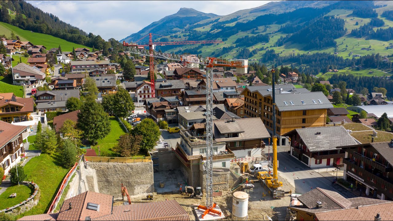 Imobersteg Krantechnik Frutigen, Montage von einem FB GRU GHS 501. Assembly of crane in Adelboden.