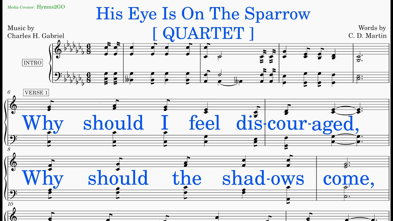 His Eye Is On The Sparrow  (Gabriel - Martin) [v2] Quartet