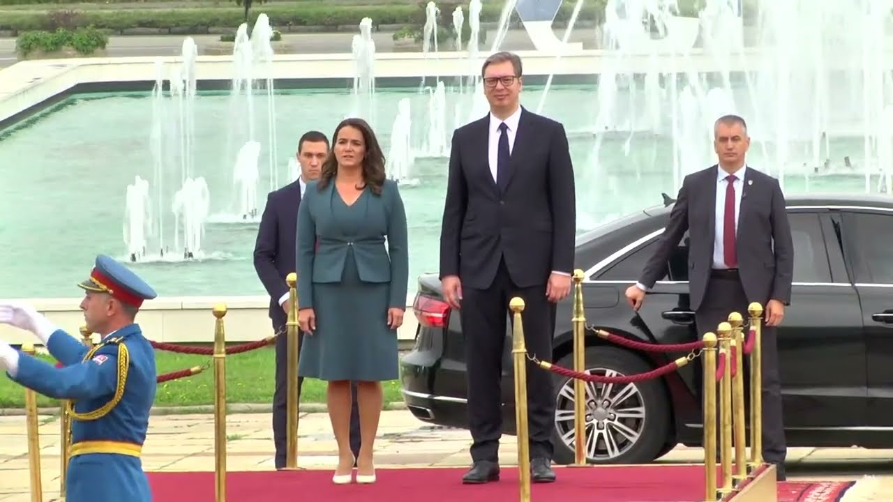 Beograd, svečani doček predsednice Madjarske ispred palate Srbija
