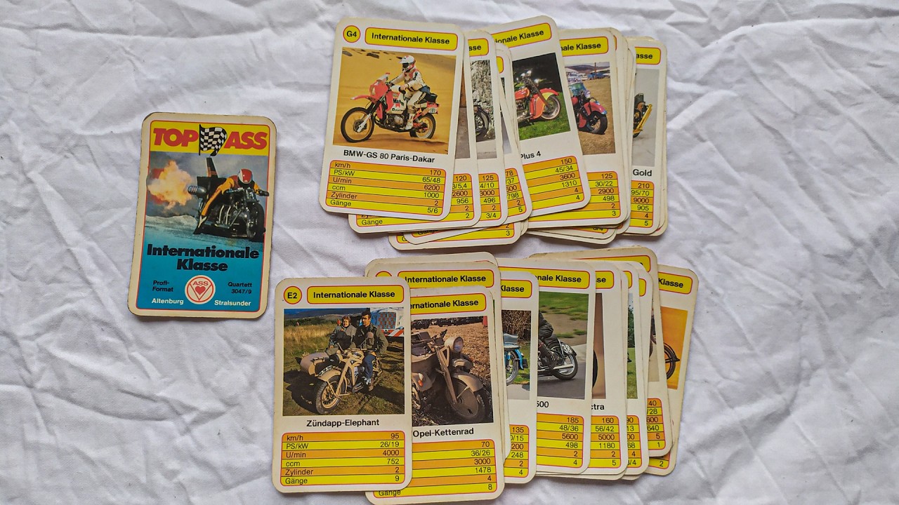 Cool vintage motorcycle trading cards | with BMW, DKW, Adler, Simson, Royal Enfield and other