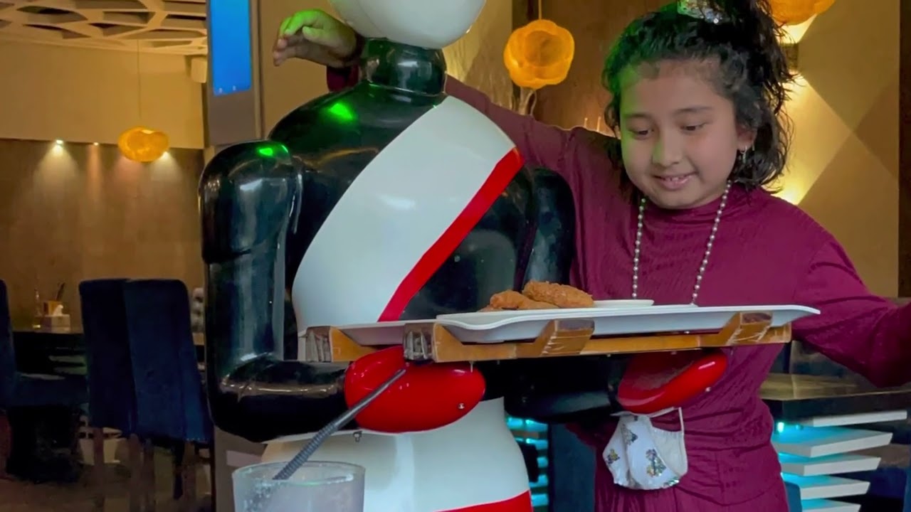 Waiter Robot in Nepal / Naulo restaurant Nepal/ Robot restaurant/ Durbarmarg Kathmandu,Nepal .