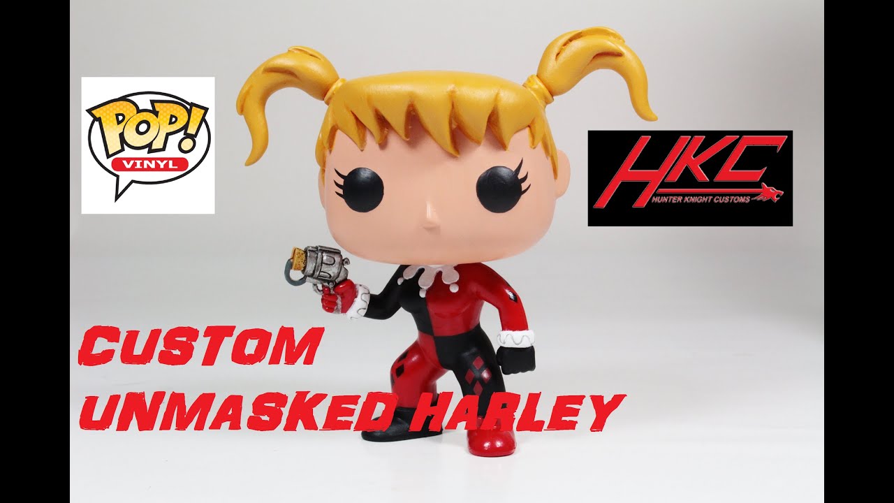 Custom UNMASKED HARLEY QUINN Funko POP Vinyl figure by Hunter Knight Customs