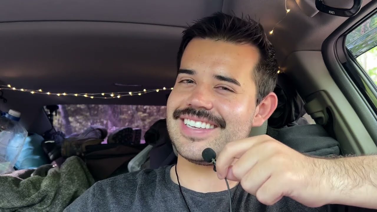 ASMR LIVING IN A CAR ( Whispered Ramble with Nature sounds )