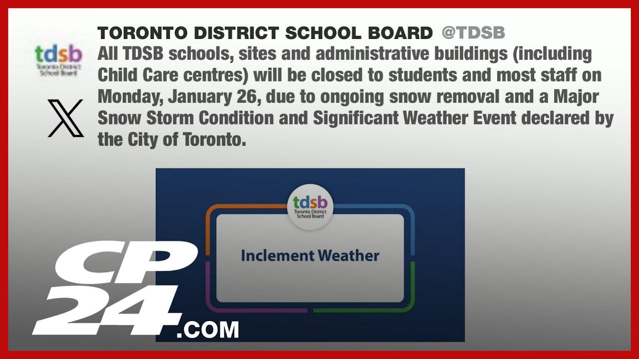 Toronto, York, and Durham districts cancel schools tomorrow due to snow