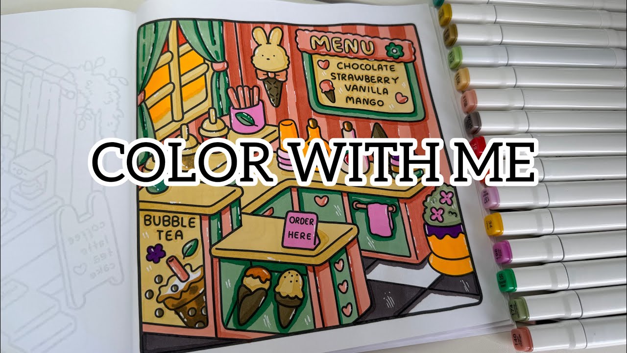 Color with me (ASMR) 🌱💕 ‘Little Corner’ by Coco Wyo 🍦🍨 No Talking ❤️#asmr #coloring #art #relaxing 
