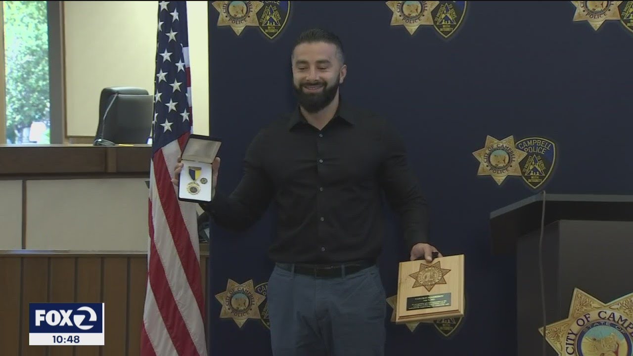 Campbell man honored by police for thwarting potential mass shooter