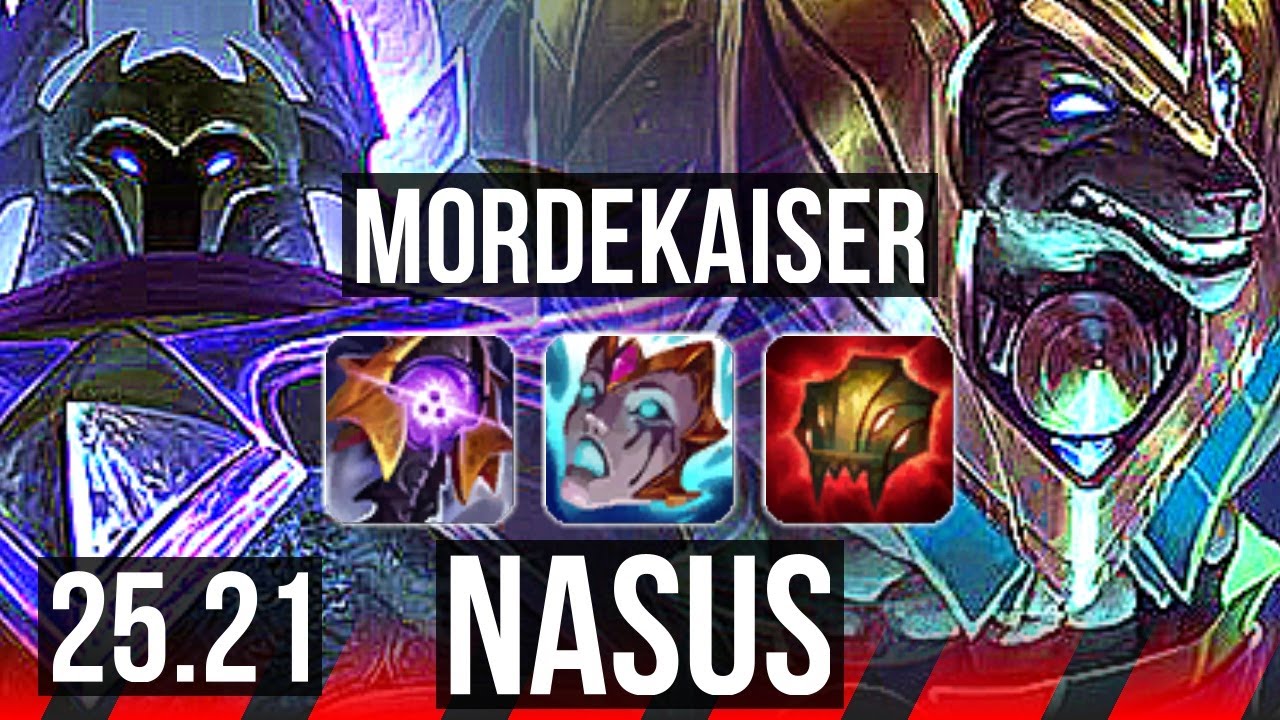 MORDEKAISER vs NASUS (TOP) | 6 solo kills, 900+ games | KR Master | 25.21