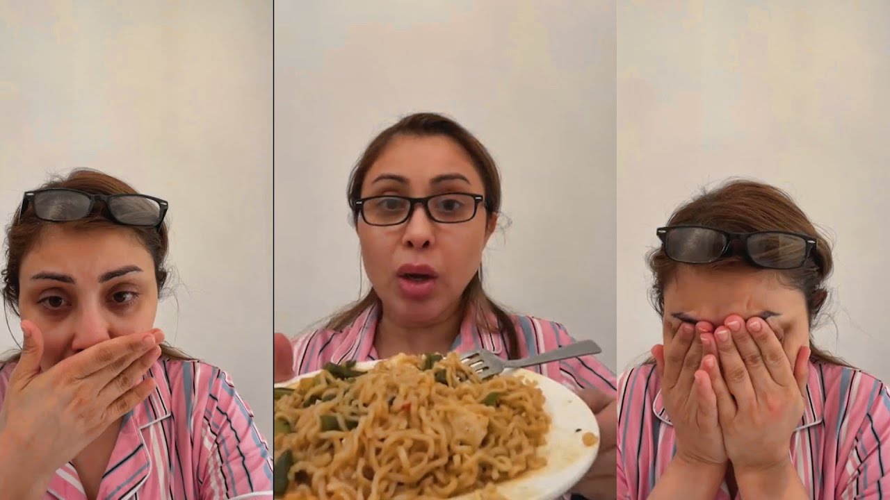 ابرار الكويتية احترق لسانها من الاندومي في البث المباشر🙈