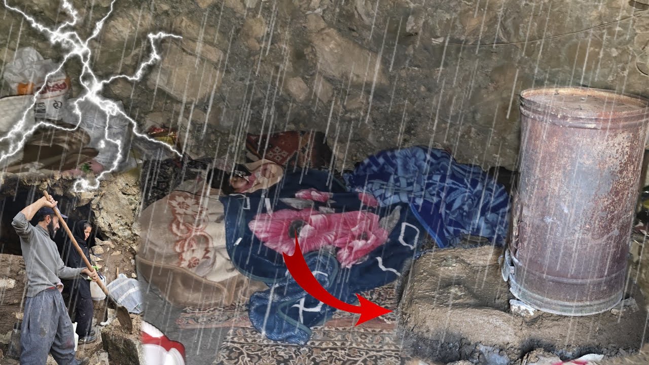 Korkunç gecede mağara hayatı 🌑: Gök gürültülü fırtına ⚡️, şiddetli yağmur 🌧️ ve dağlarda dehşet
