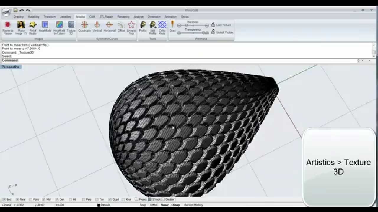 Textura 3D com Rhinogold (legenda)
