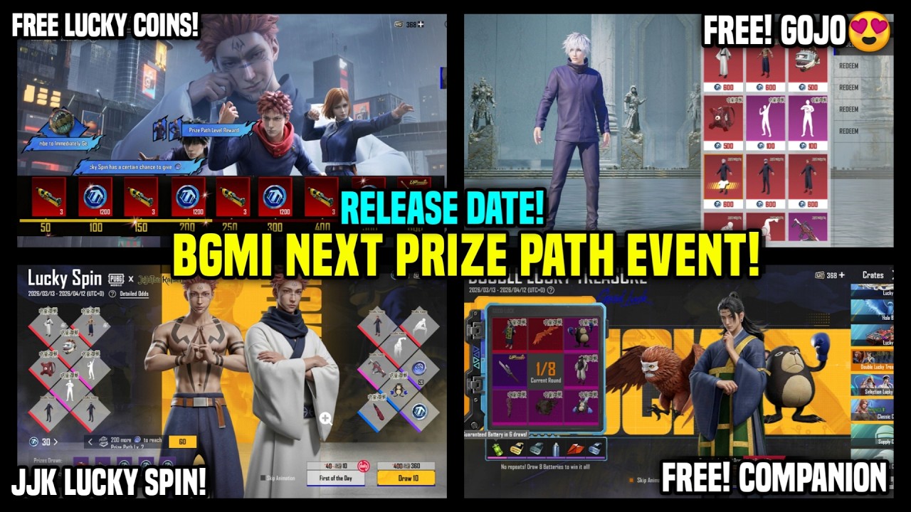 BGMI JUJUTSU KAISEN PRIZE PATH / BGMI NEXT PRIZE PATH RELEASE DATE / BGMI 4.3 PRIZE PATH FREE GOJO