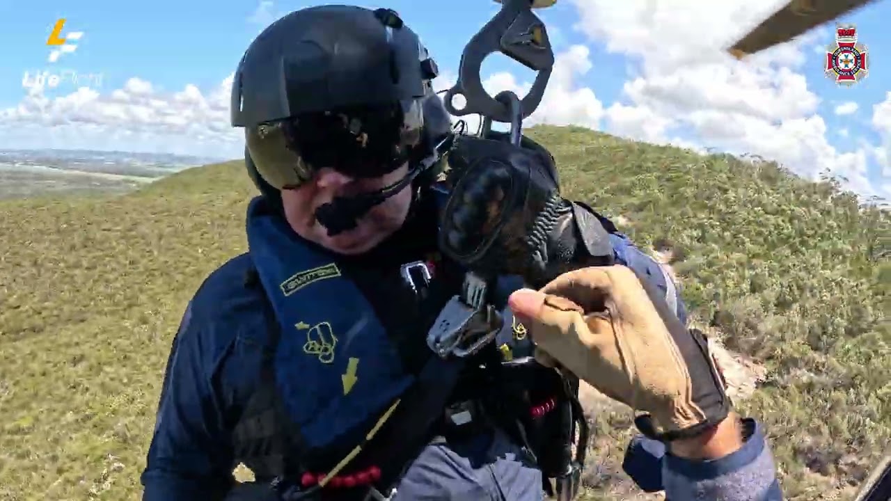 Man winched to safety from Mount Coolum. Video by LifeFlight