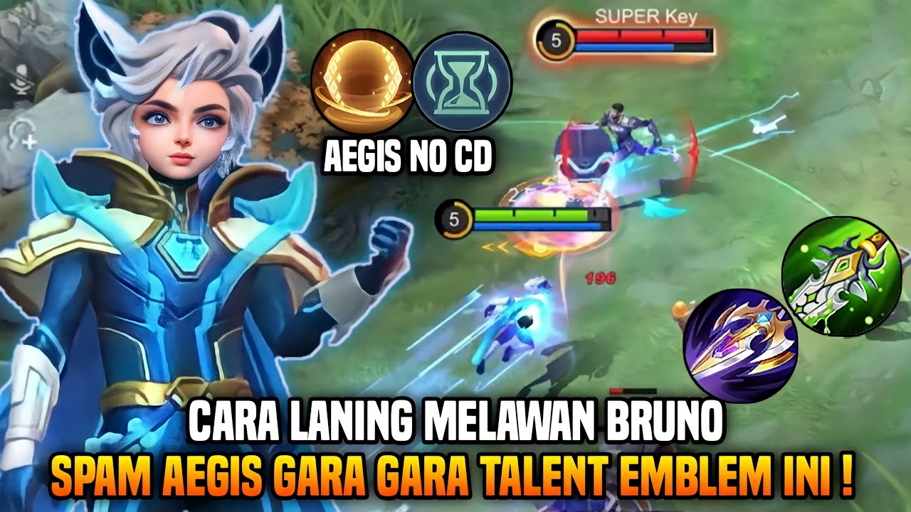 AEGIS SEPERTI NO CD ! EMBLEM HARITH KETIKA MELAWAN BRUNO DI GOLD LANE ! HARITH TOP 1 GLOBAL - MLBB