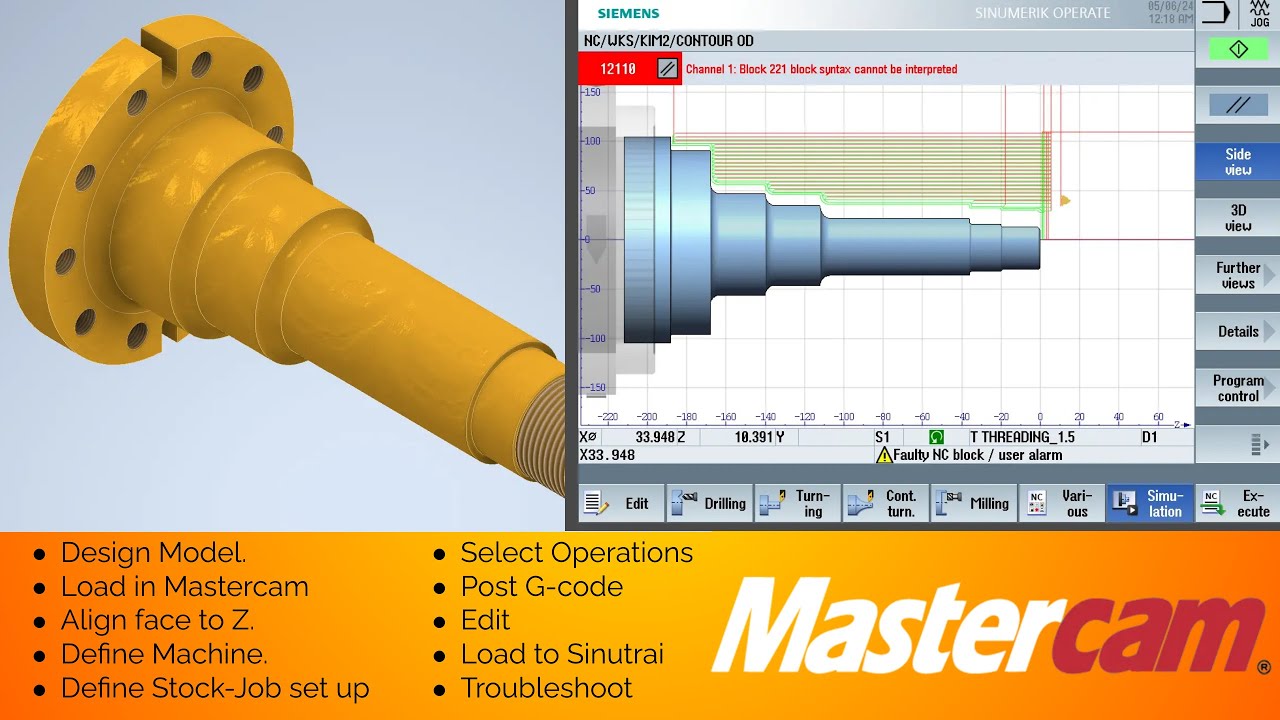 How to do threading with Mastercam ,post g code, load in sinutrain and troubleshoot