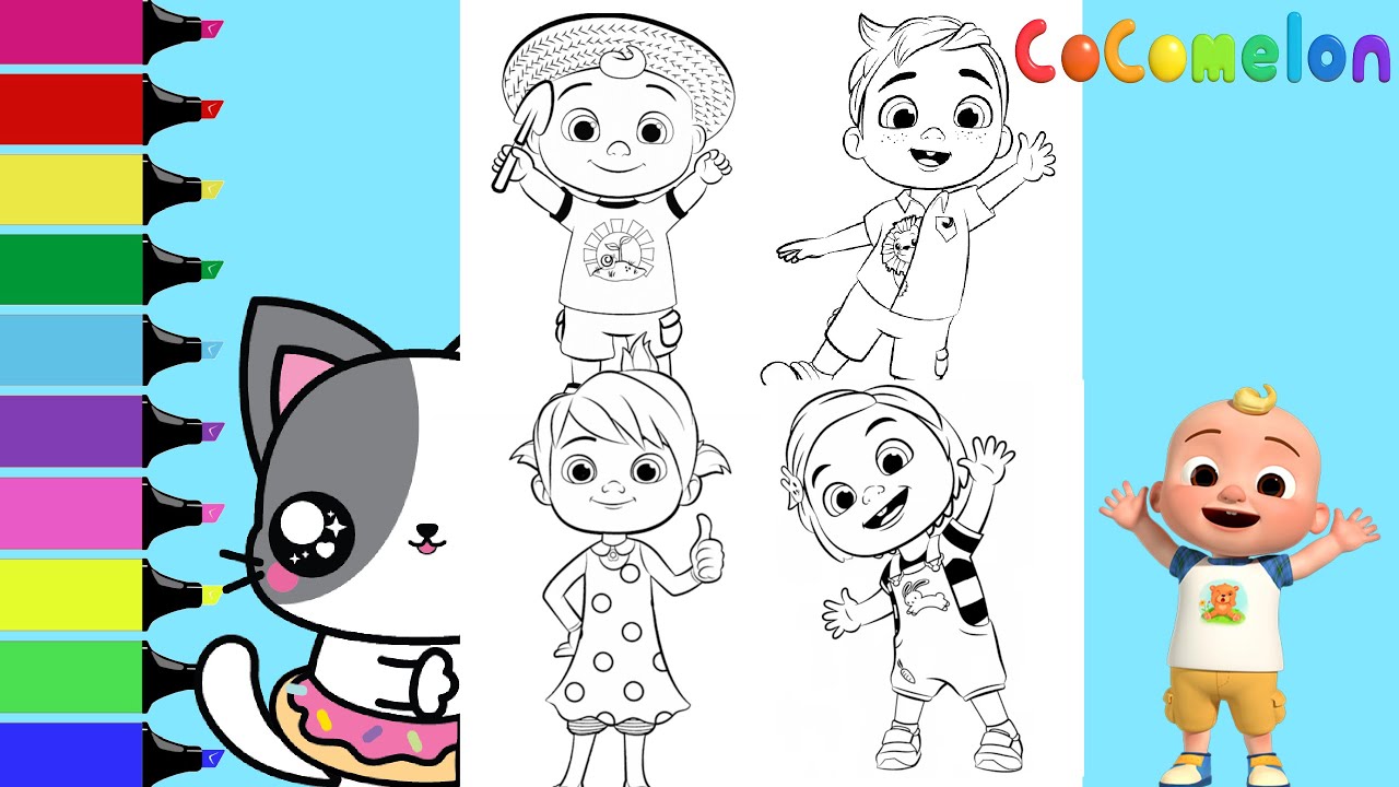 CoComelon Coloring Book Compilation JJ TomTom YoYo Nico and Nina Coloring Book Pages