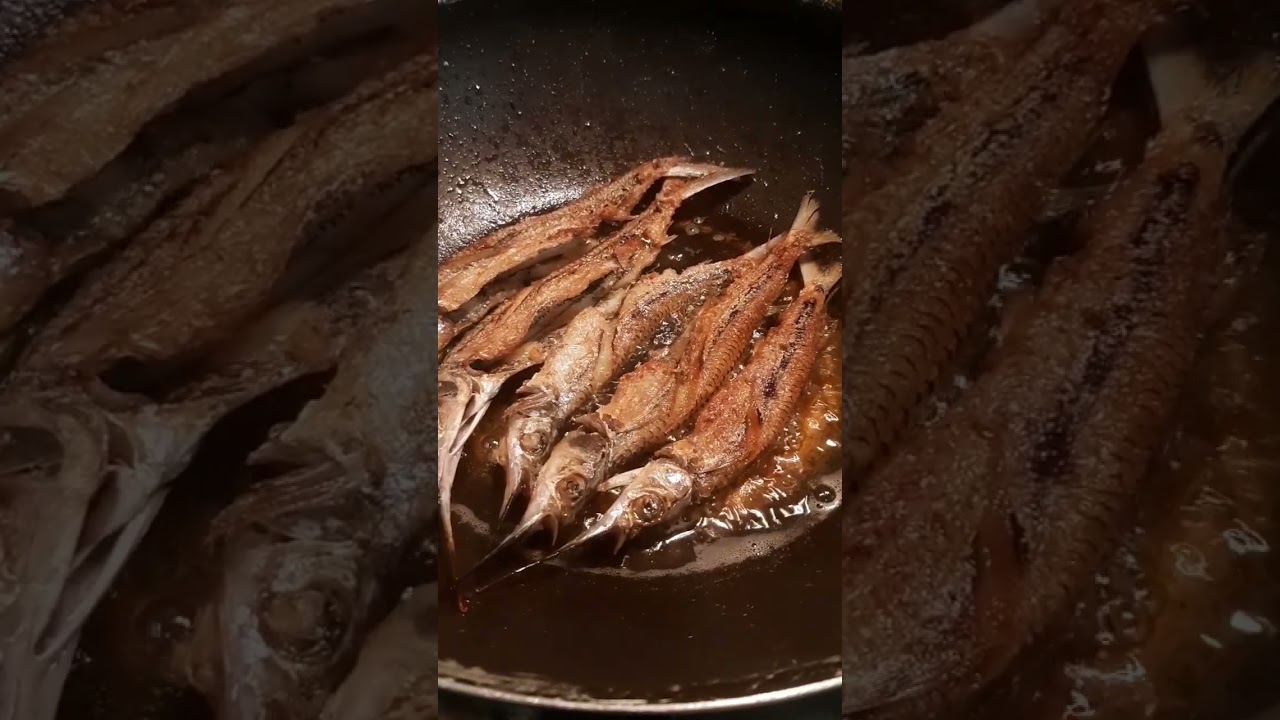 ASMR CRISPY FRYING SOUND OF NEEDLE FISH | COOKING IDEAS #asmr #shorts #satisfying #yummy #fry