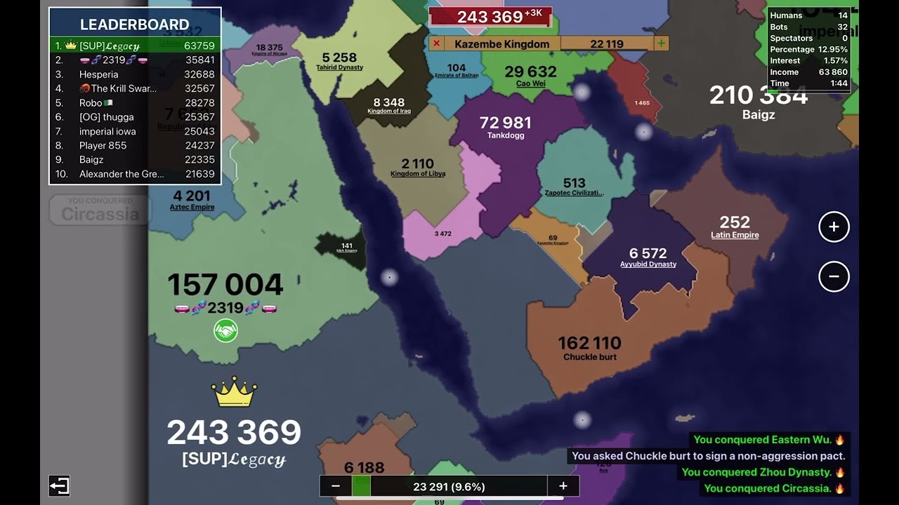 Low populated Middle East game of territorial