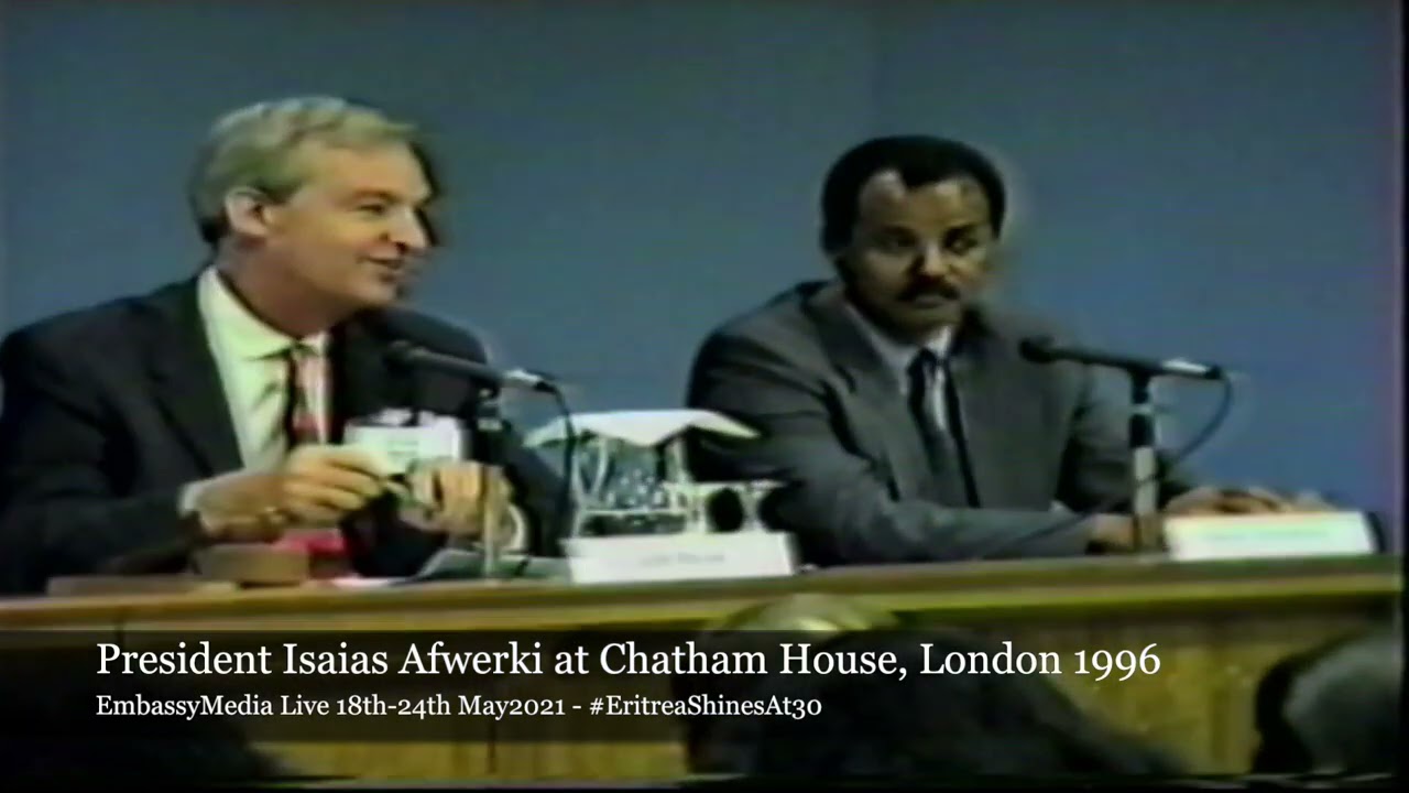 EmbassyMedia - Jon Snow introducing President Isaias Afwerki at Chatham House in 1996