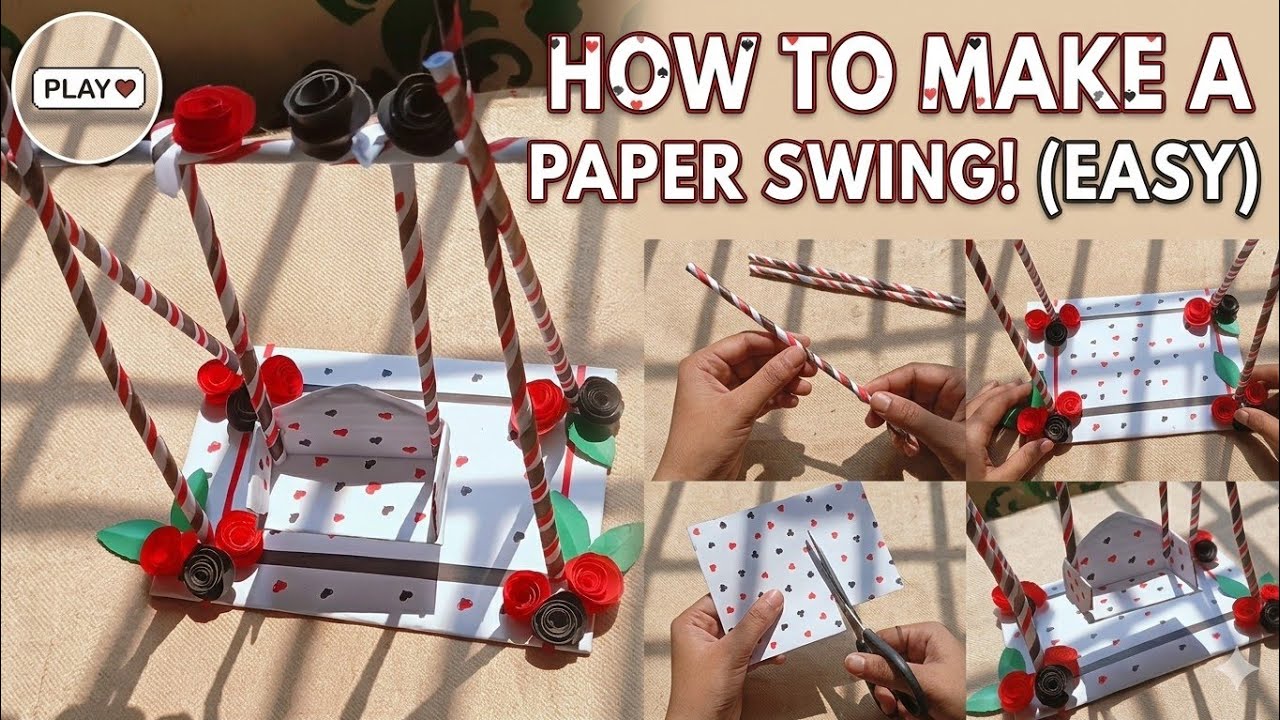 How to make paper swing/DIY miniature swing making at home/paper craft ideas 