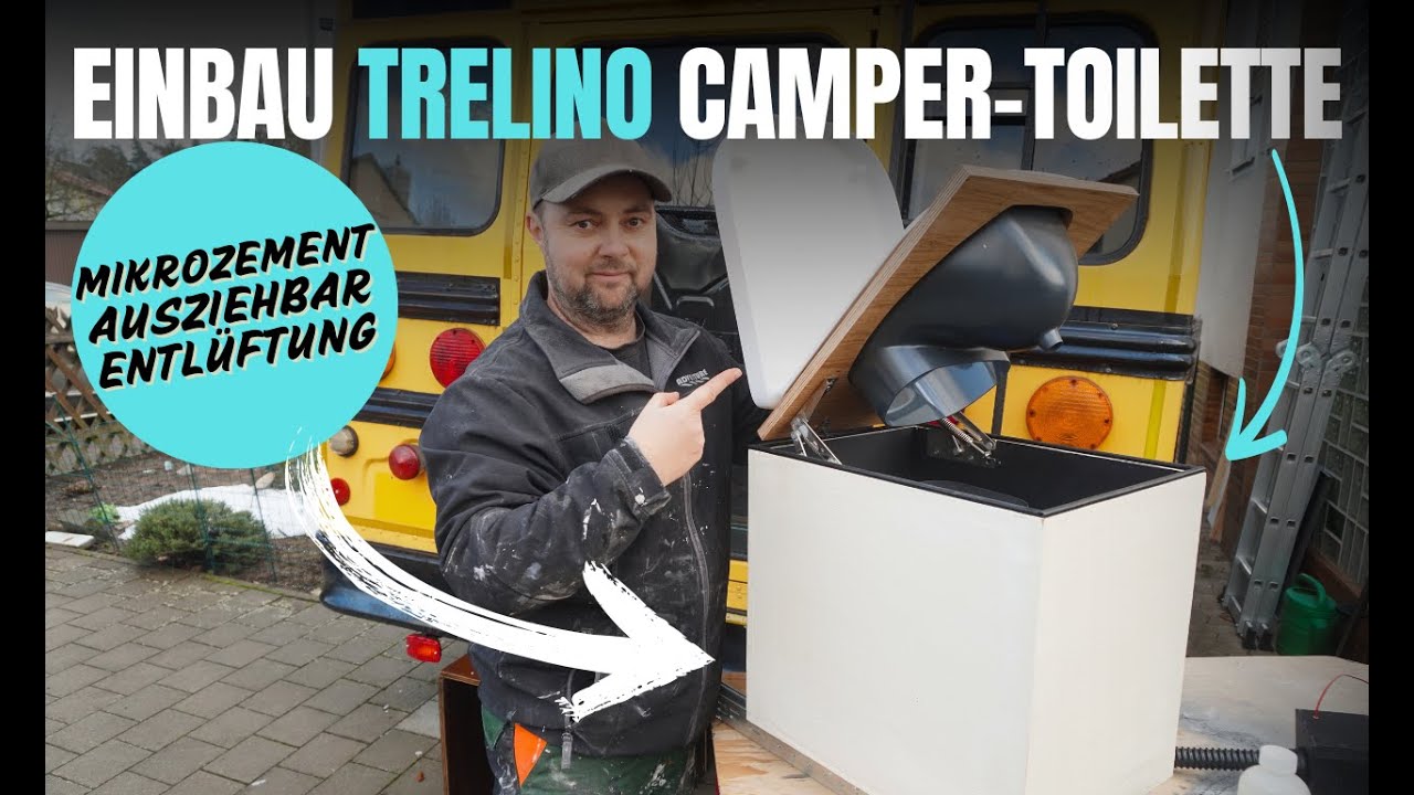 Einbau Trelino Camper Trockentrenn-Toilette aus Mikrozement, ausziehbar plus Entlüftung
