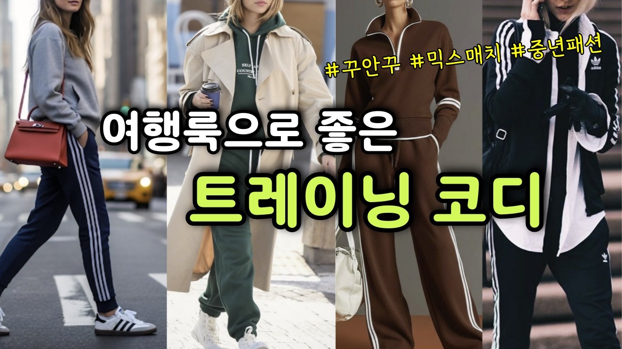 여행갈때 아줌마 처럼 입지 마세요 중년 여성 트레이닝 운동복 꾸안꾸|중년패션|4050 코디  |50대60대패션||추리닝 예쁘게|