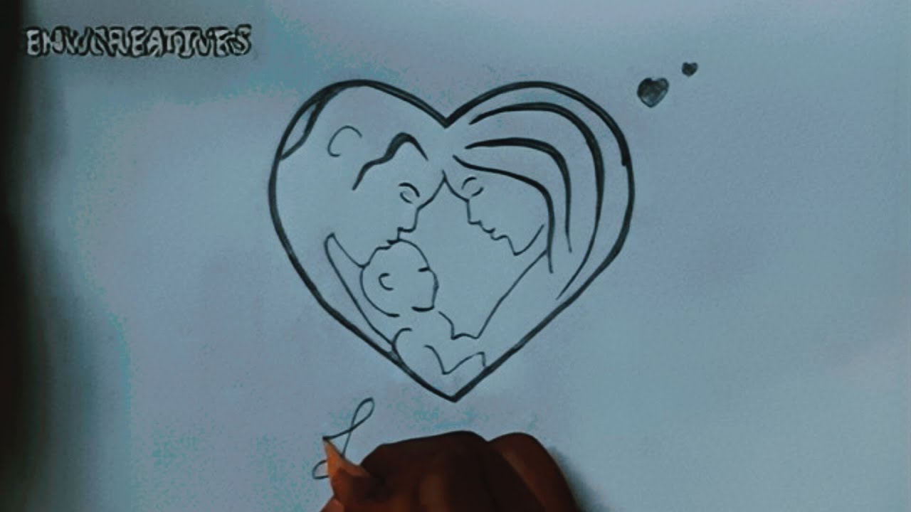Beautiful Family Drawing💖👨‍👩‍👦 Father, Mother & Son Tribute 🖼️❤️ #drawing #family #beautiful #arttip