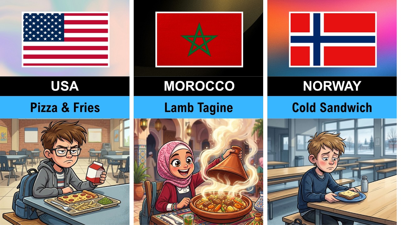 What Students Eat in Different Countries 😳 (50 School Lunches!)