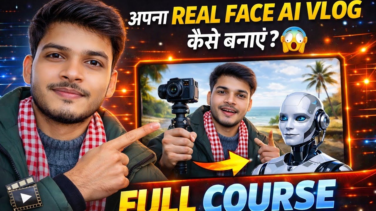 अपना Real Face AI Vlog Video कैसे बनाएं 🤯 | Realistic AI Vlog Video Tutorial in Hindi Full Course 