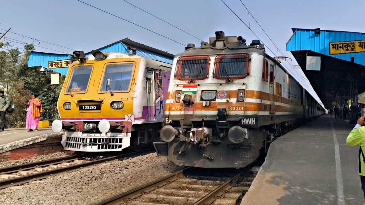 Mankundu station: Local & Express action spotted | Howrah Division | Indian Railways #icf #railway