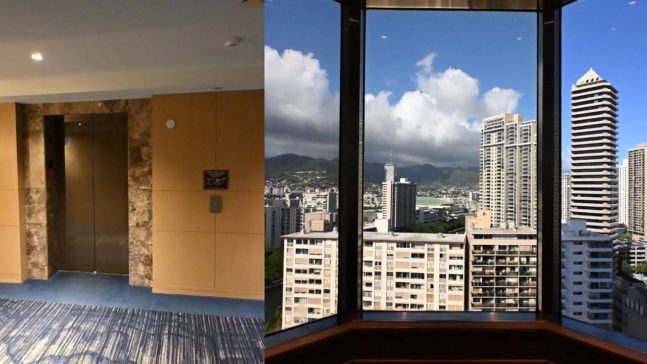 Honolulu, HI: Otis Traction Glass Elevators at the Prince Waikiki Hotel with Elevator Race