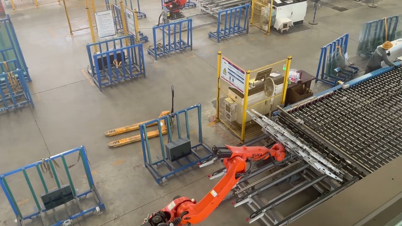 A fully automated, one-stop glass production line for edging, cleaning and tempering