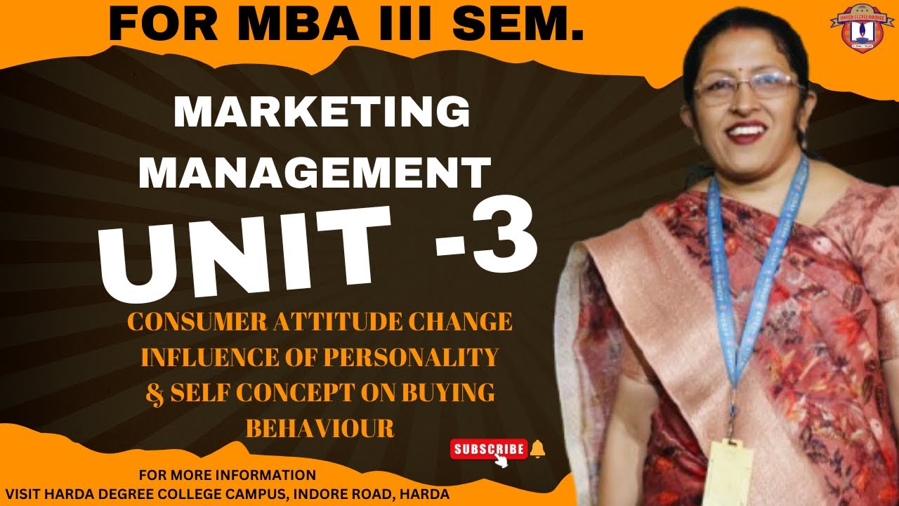 Marketing Management || MBA 3rd Sem || Unit 3 || Consumer Attitude & Self Concept
