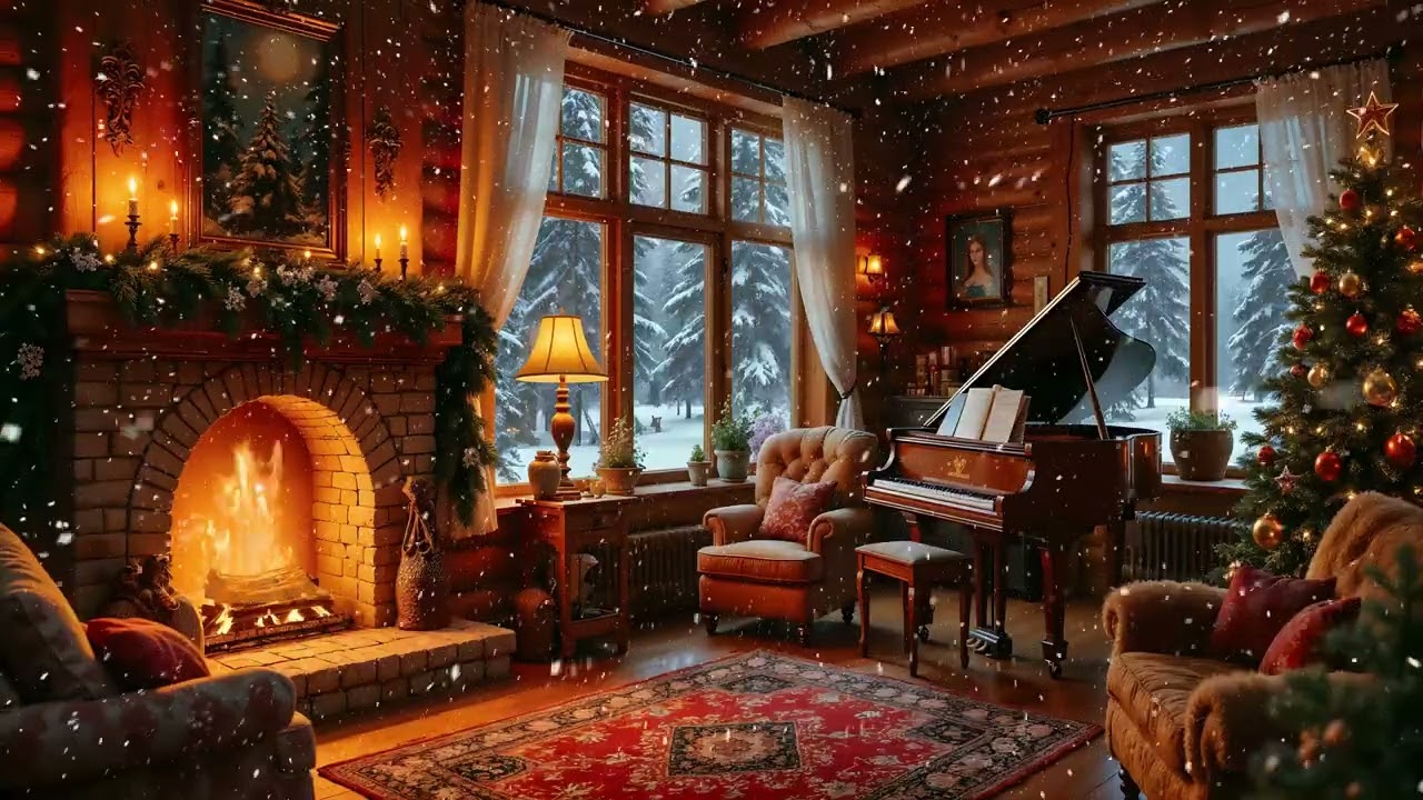 Snowy Cabin Retreat ❄️ Soft Jazz, Crackling Fire & Cozy Winter Ambience for Sleep and Peace