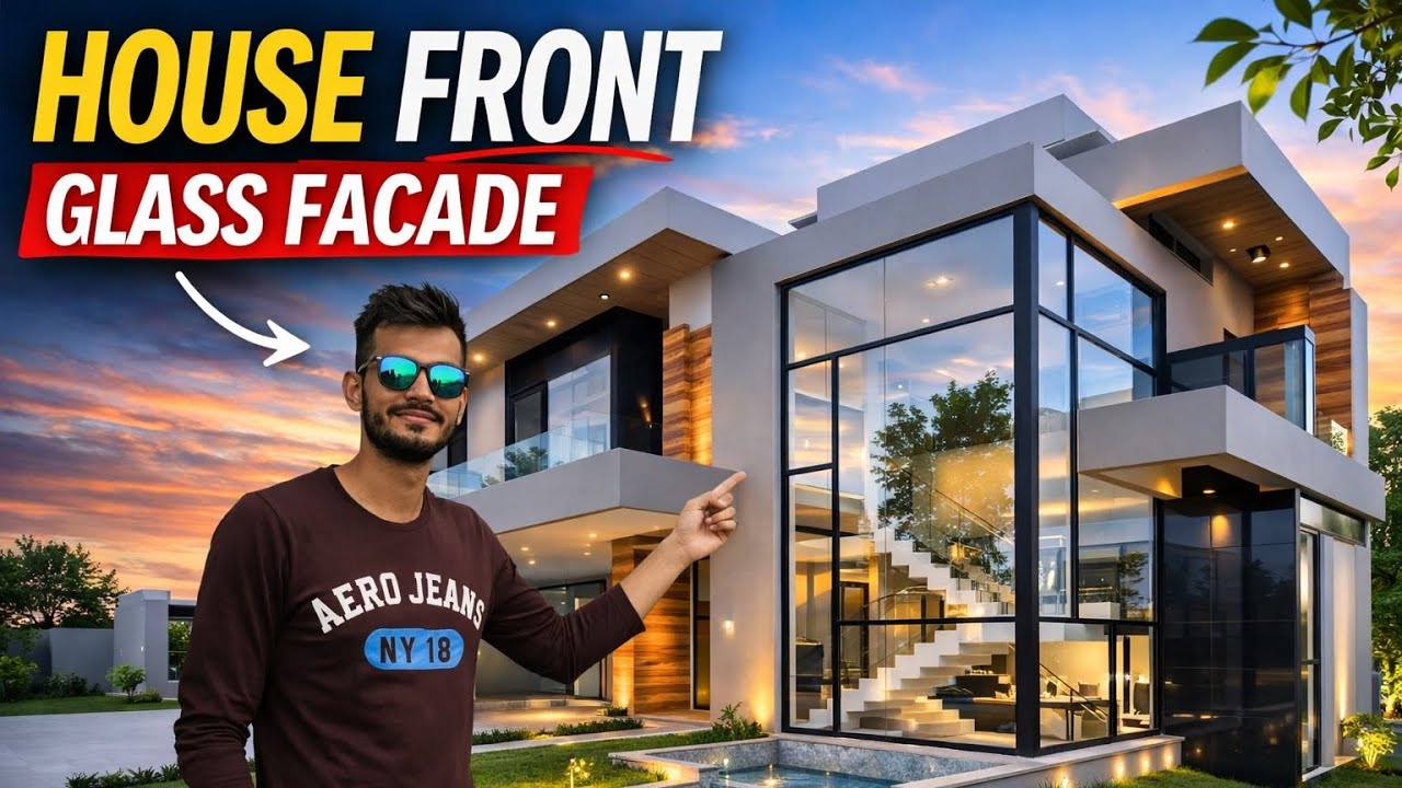 Stunning Modern House with Glass Front Design | Luxury Home Elevation 2026|Latest Home Design 2026
