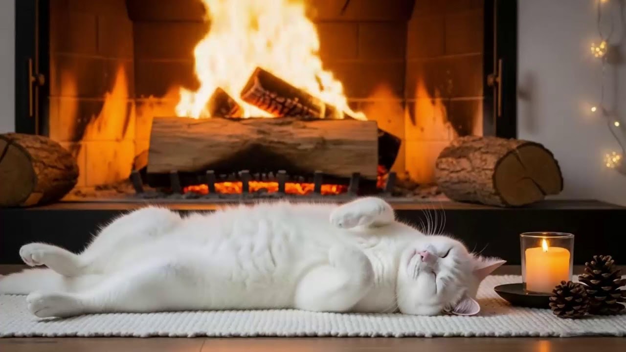 Cat Anxiety Relief Music 432Hz 😻 Cozy Fire Sounds For Emotional Healing, Calm, And Sleep