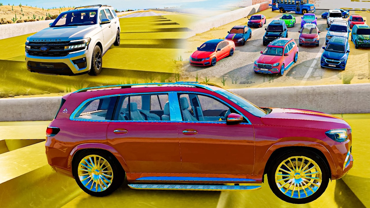 Small To Large Reverse Speed Bumps Vs High Speed Cars & Buses | Beamng.Drive!!