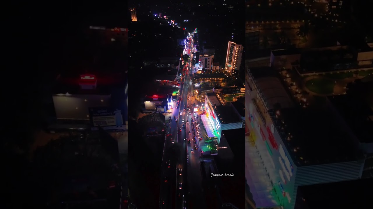kozhikode night drone view