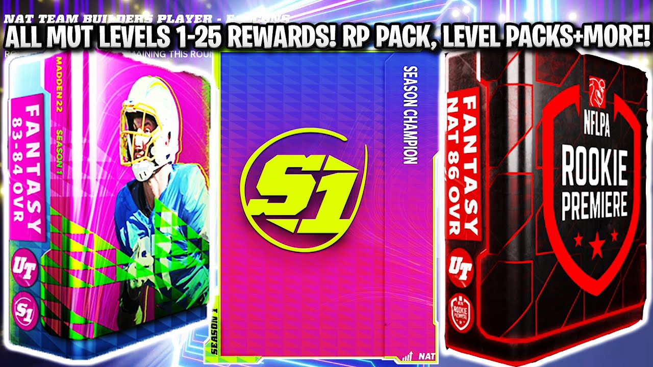 ALL MUT LEVELS 1-25 REWARDS OPENING! LEVEL PACKS, RP FANTASY PACK, AND MORE! | MADDEN 22