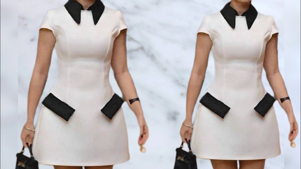 How to draft an elegant dress with collar #diy