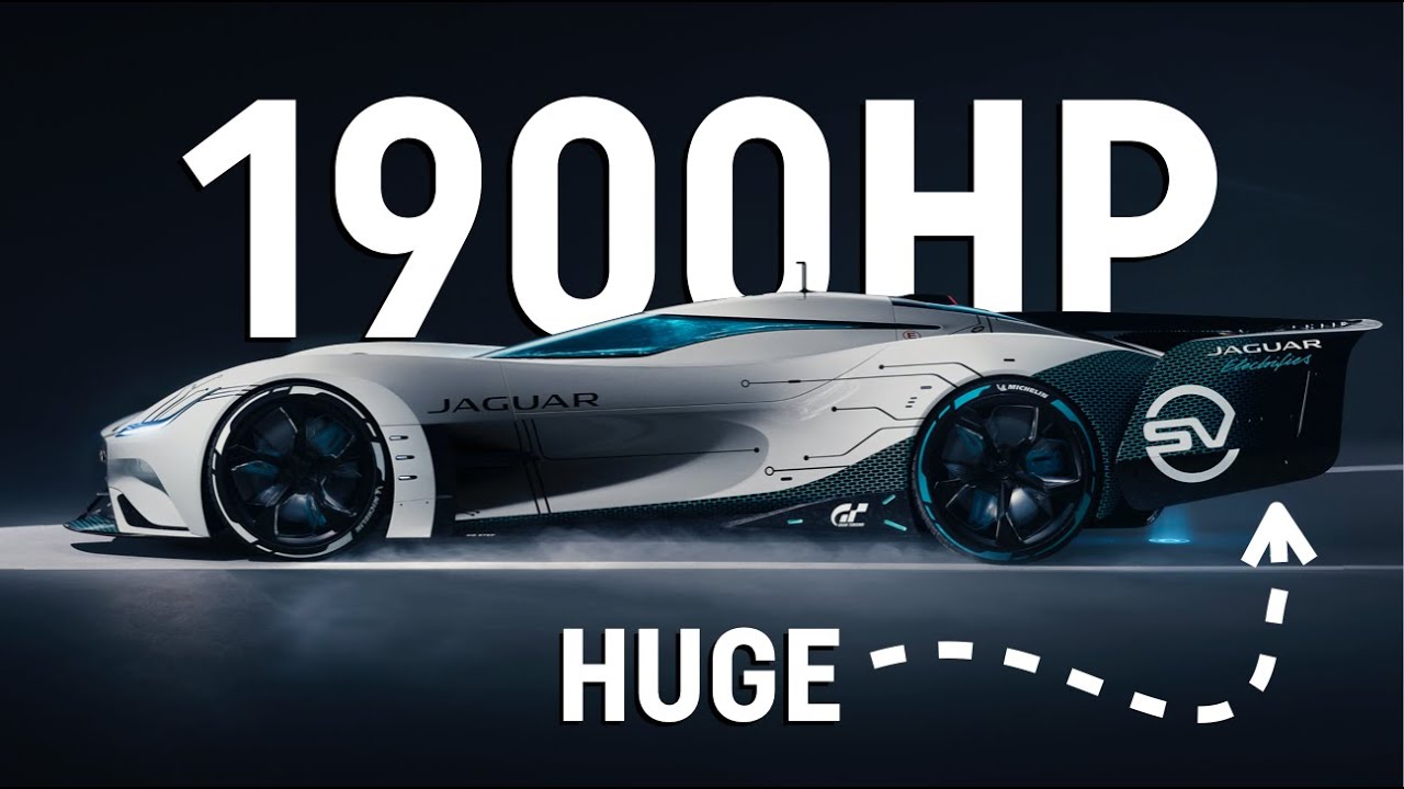 The Jaguar Vision Gran Turismo SV is a 1900hp racecar with a MASSIVE wing