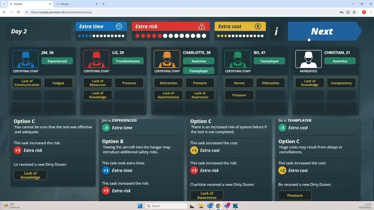 MAYDAY Training Tool for Human Factors (maintenance staff)