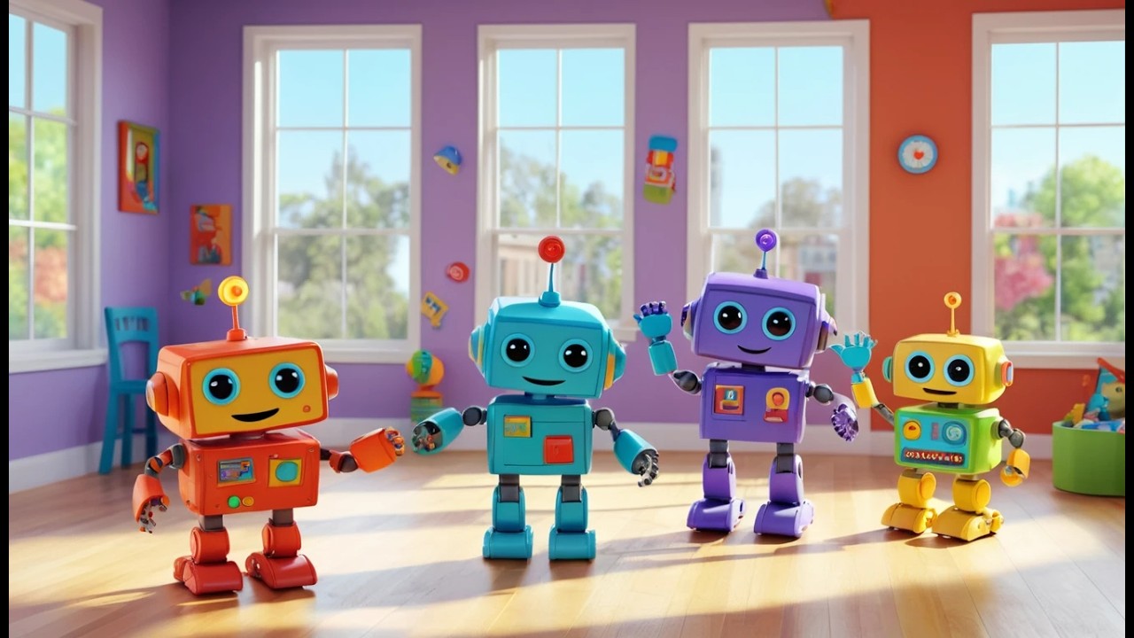 Sechs kleine Beep Boop Spielzeugroboter | Lustiges Roboter-Lied & Zählen für Kinder