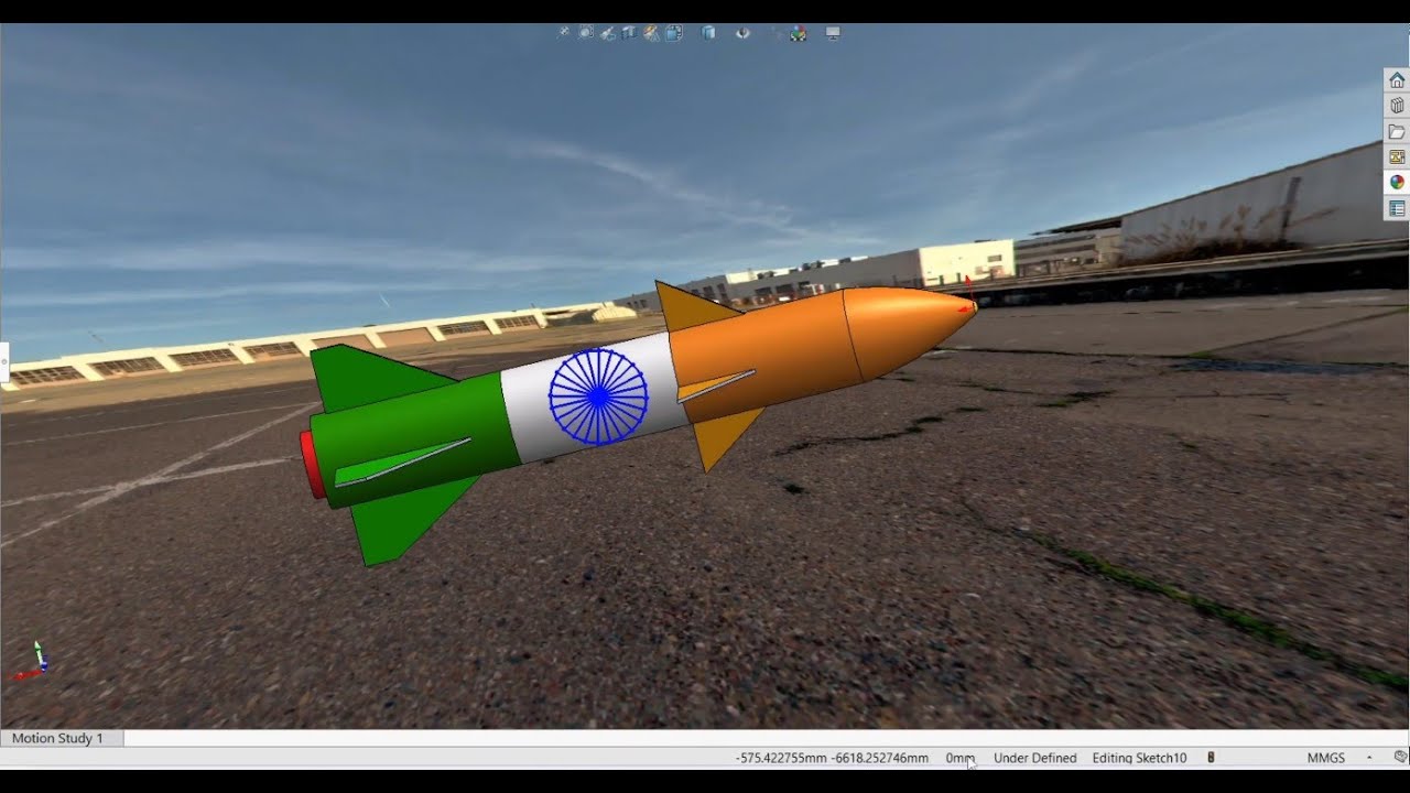 Rocket/ Missile drawing in SolidWorks 2023/ 3D drawing in SolidWorks/ Simple Rocket drawing