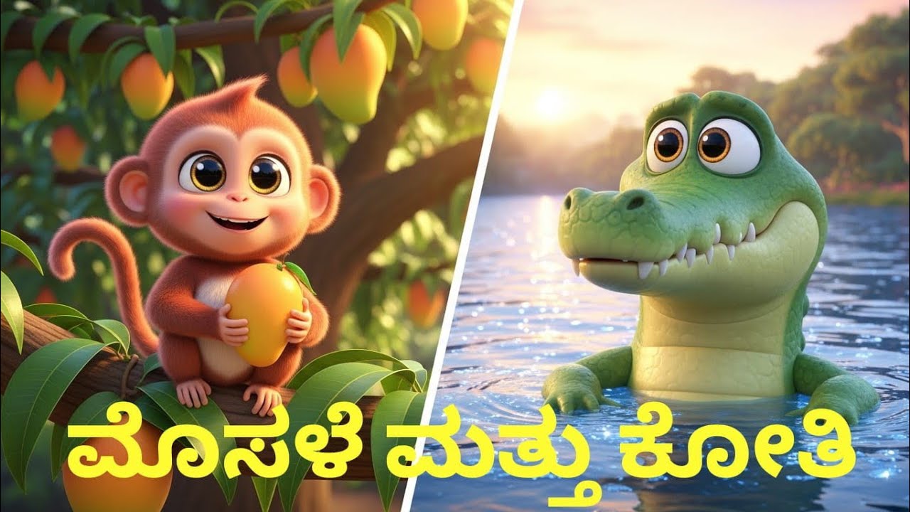 ಮೊಸಳೆ ಮತ್ತು ಕೋತಿ | Kannada Kids Story | The Monkey and the crocodile |