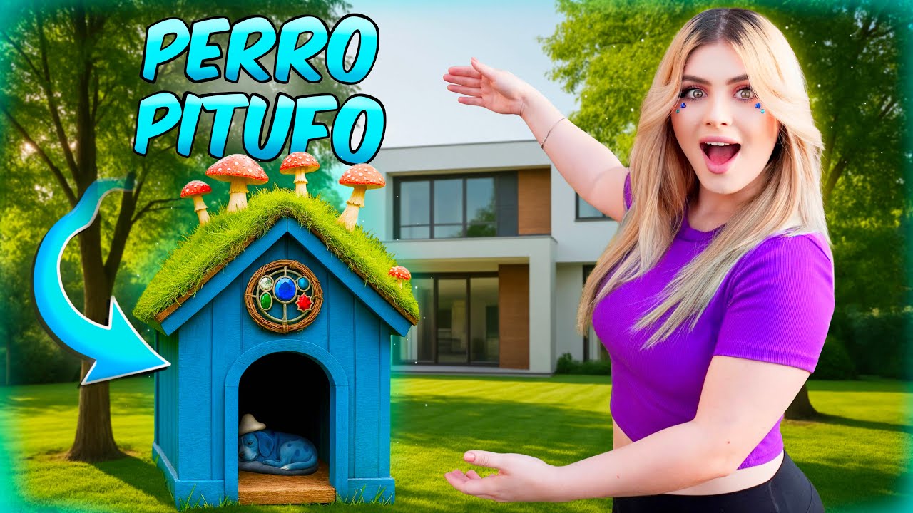 🔵 ATRAP&Eacute; al PERRO PITUFO en la CASA que le CONSTRU&Iacute; al GATO PITUFO!! 😱🐶🏡
