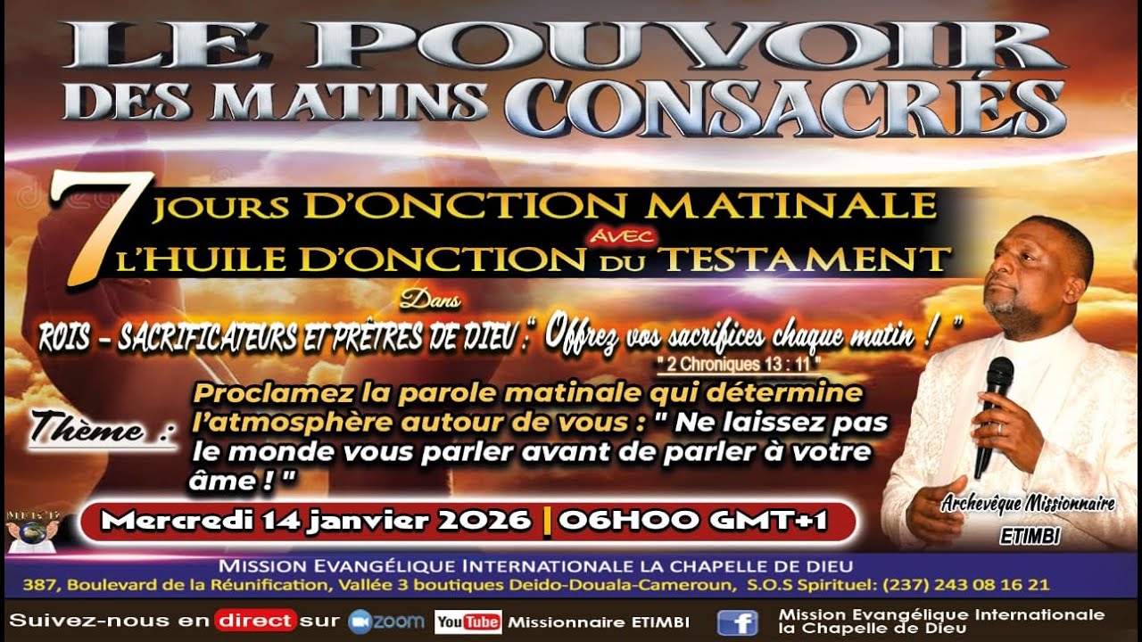 PROCLAMEZ LA PAROLE MATINALE QUI DETERMINE L'ATMOSPHERE AUTOUR DE VOUS :