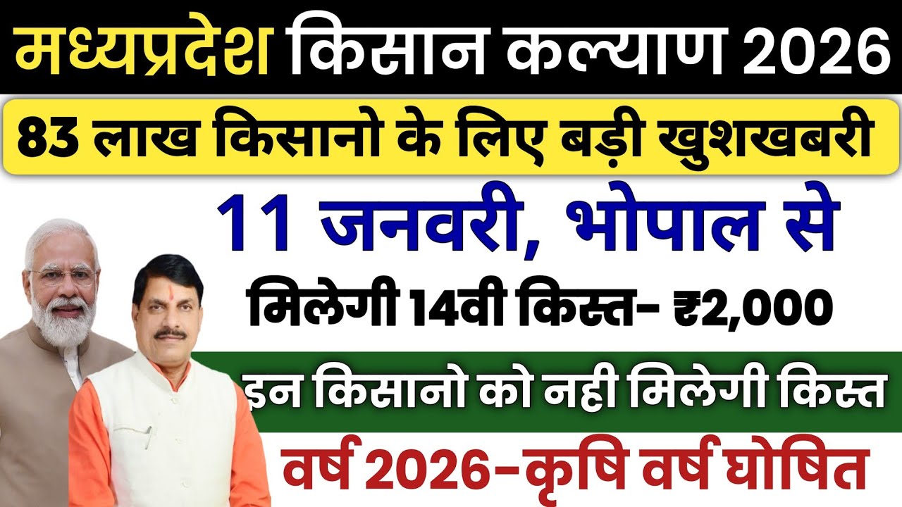 11 जनवरी किसान कल्याण 14वी किस्त ₹2000, 83 लाख किसानों को सौगात|cm kisan kalyad 14vi kist kab dalegi