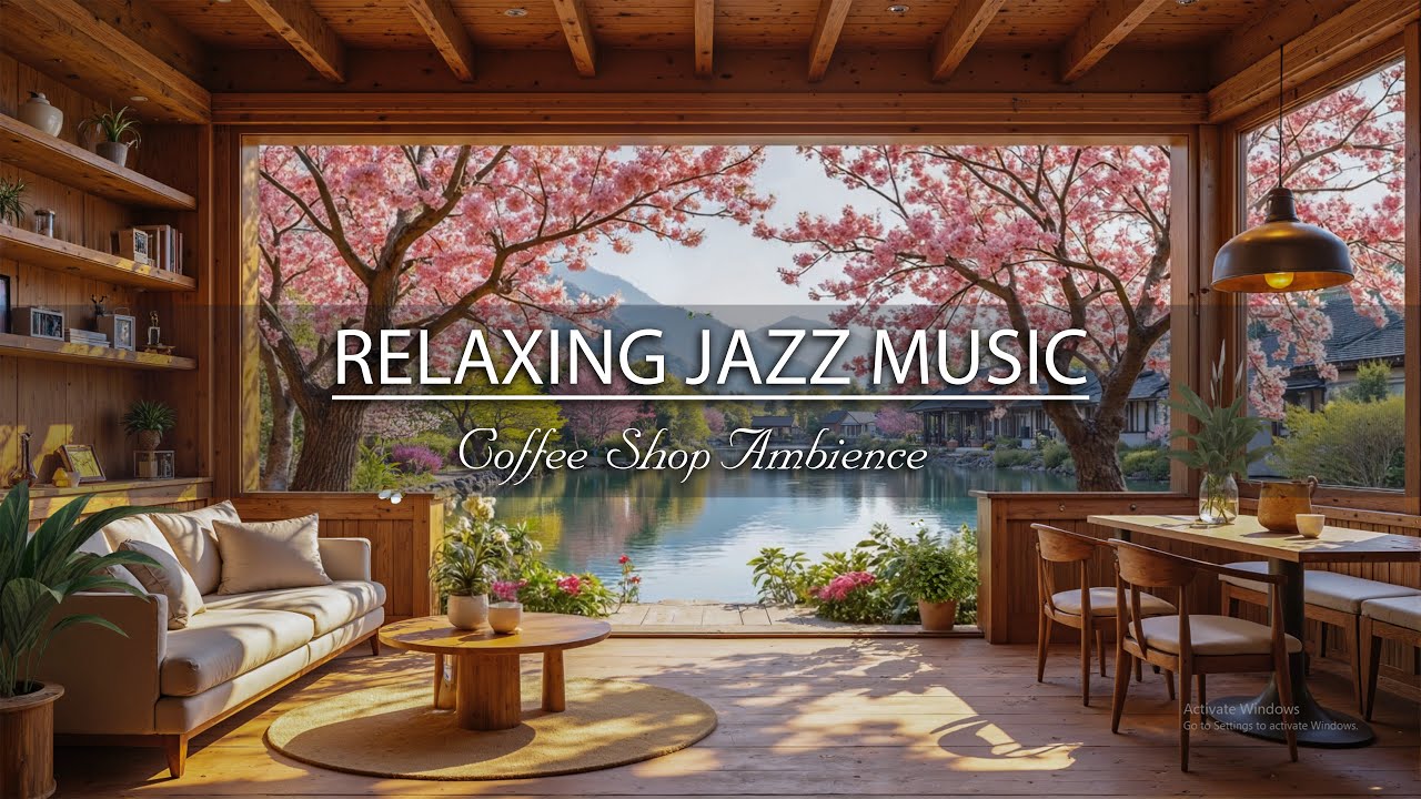 Relaxing Jazz Music with Lakeside Spring Scenery - Smooth Jazz Music For Work, Study & Relax.